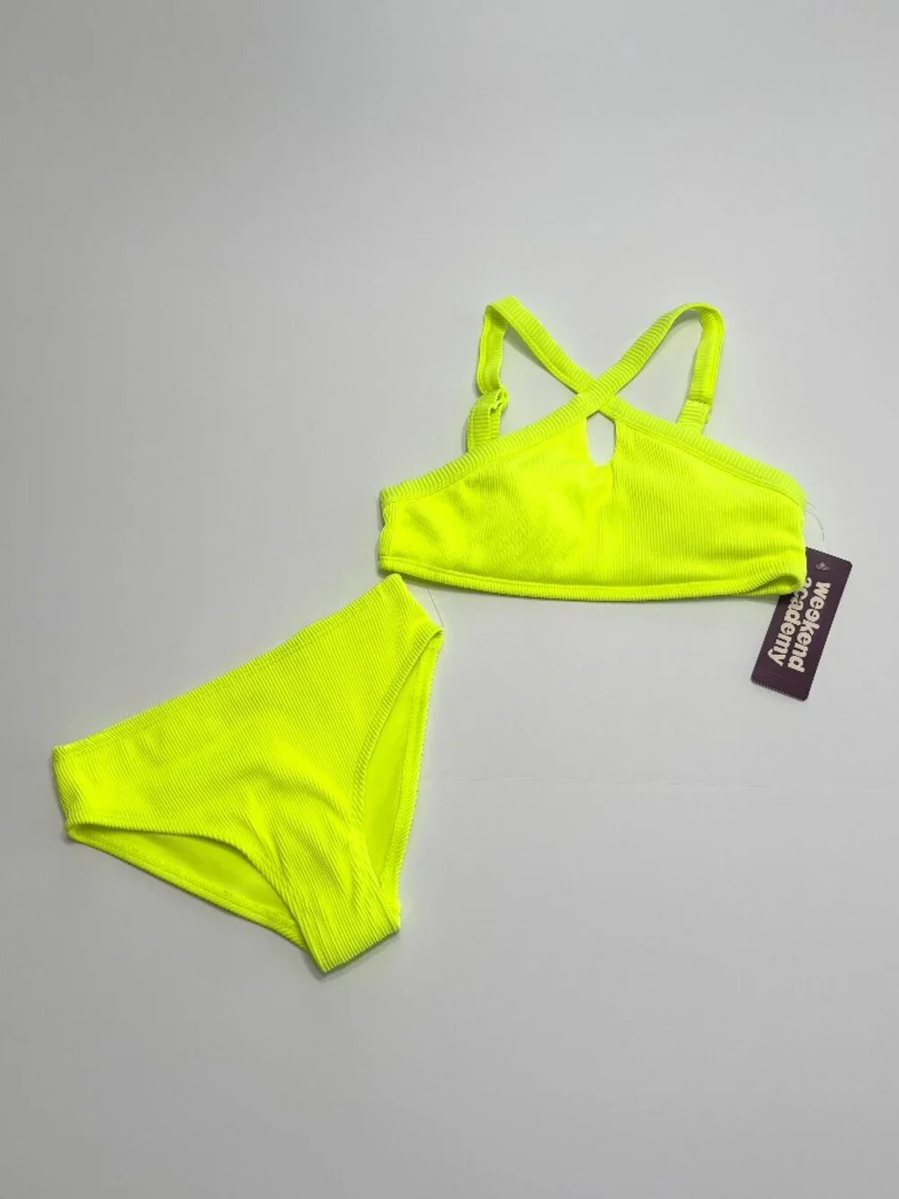 NWT Weekend Academy Girls 2-Piece Neon Swimsuit Size 8